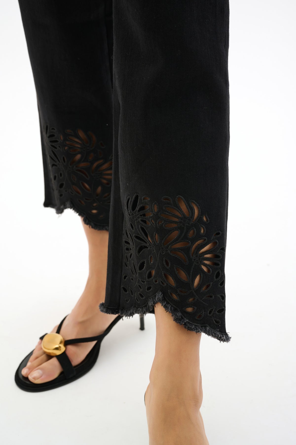 Joseph Ribkoff Black Repreve® Straight Jeans With Flower Embroidery