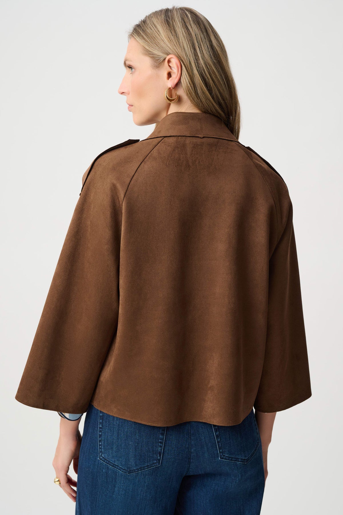 Joseph Ribkoff Brown Scuba Suede Boxy Jacket