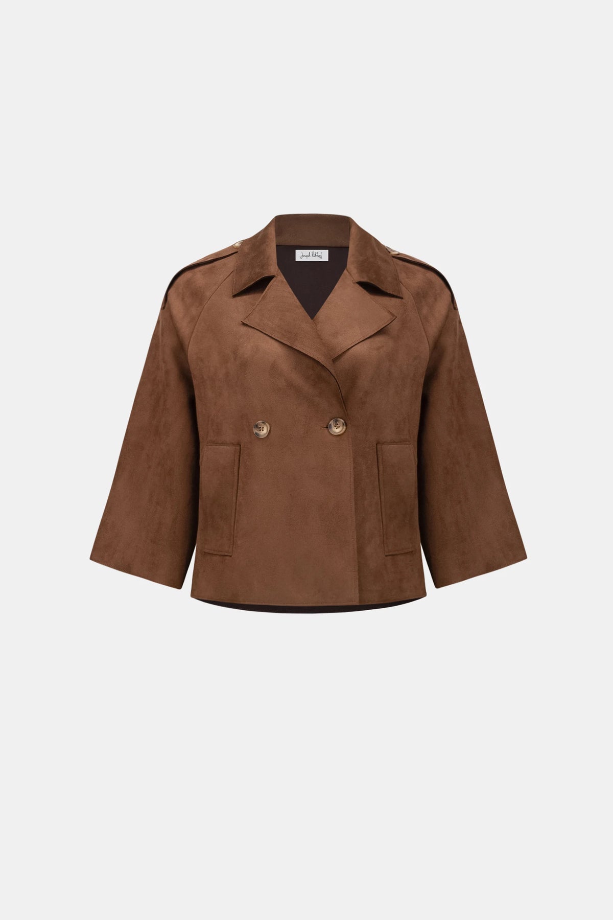 Joseph Ribkoff Brown Scuba Suede Boxy Jacket