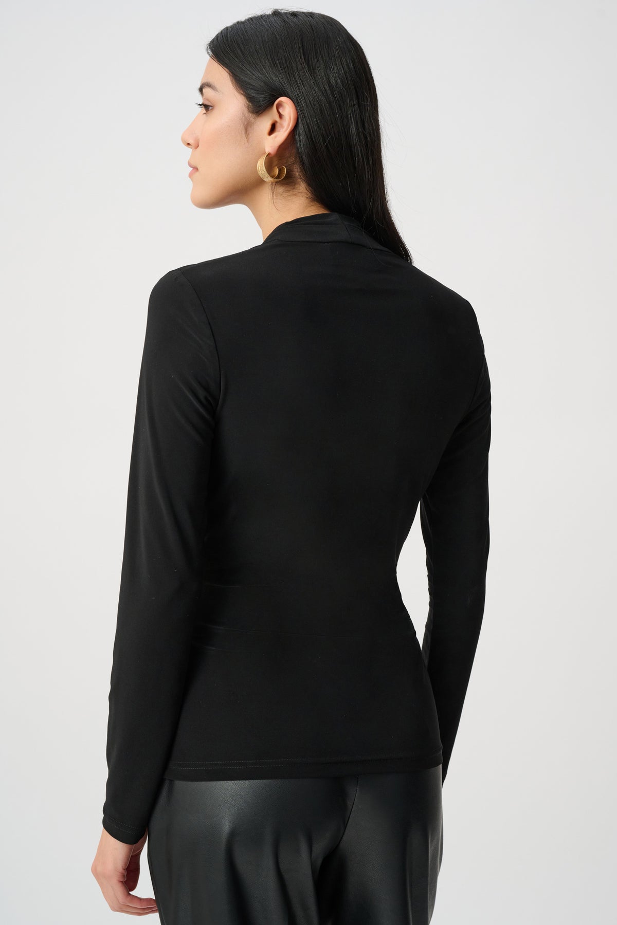 Joseph Ribkoff Black Silky Knit Twist Wrap Top