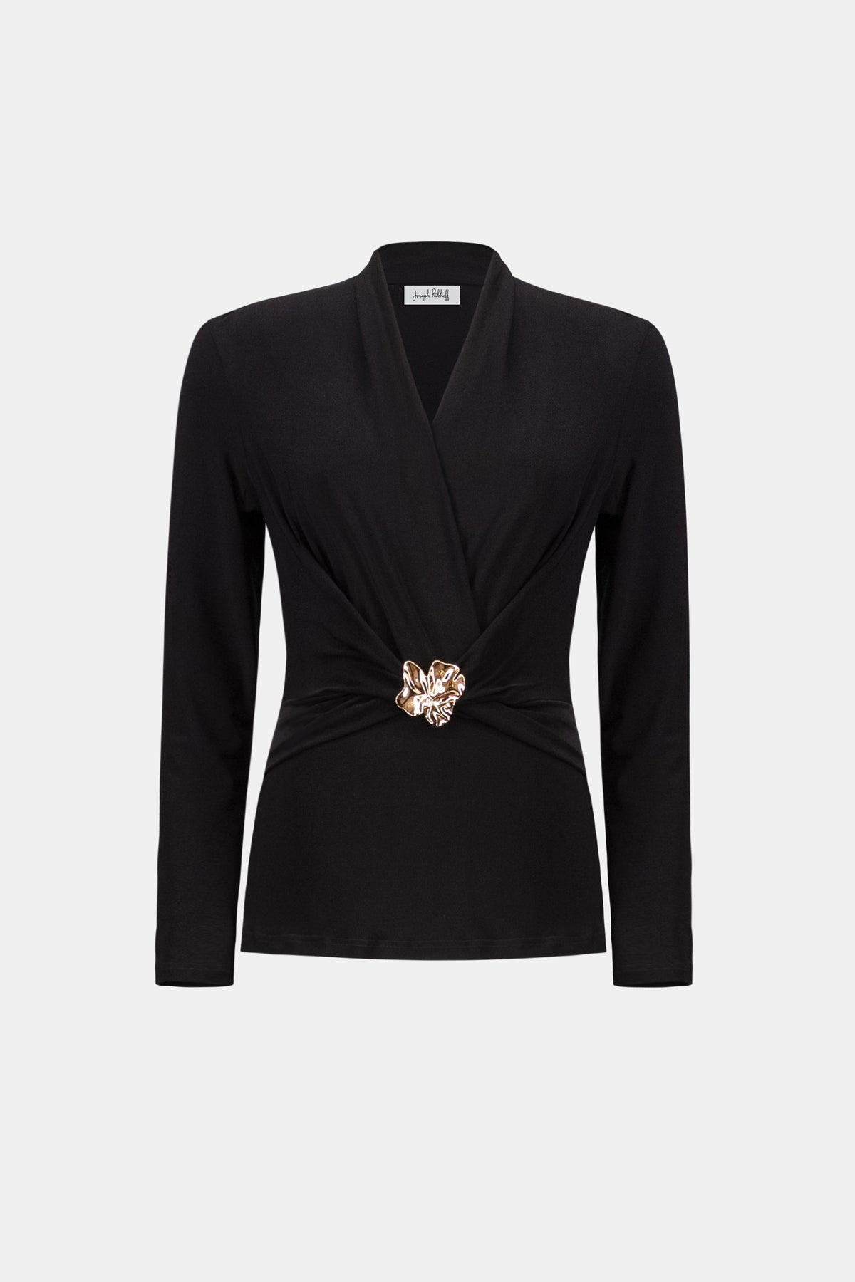 Joseph Ribkoff Black Silky Knit Twist Wrap Top