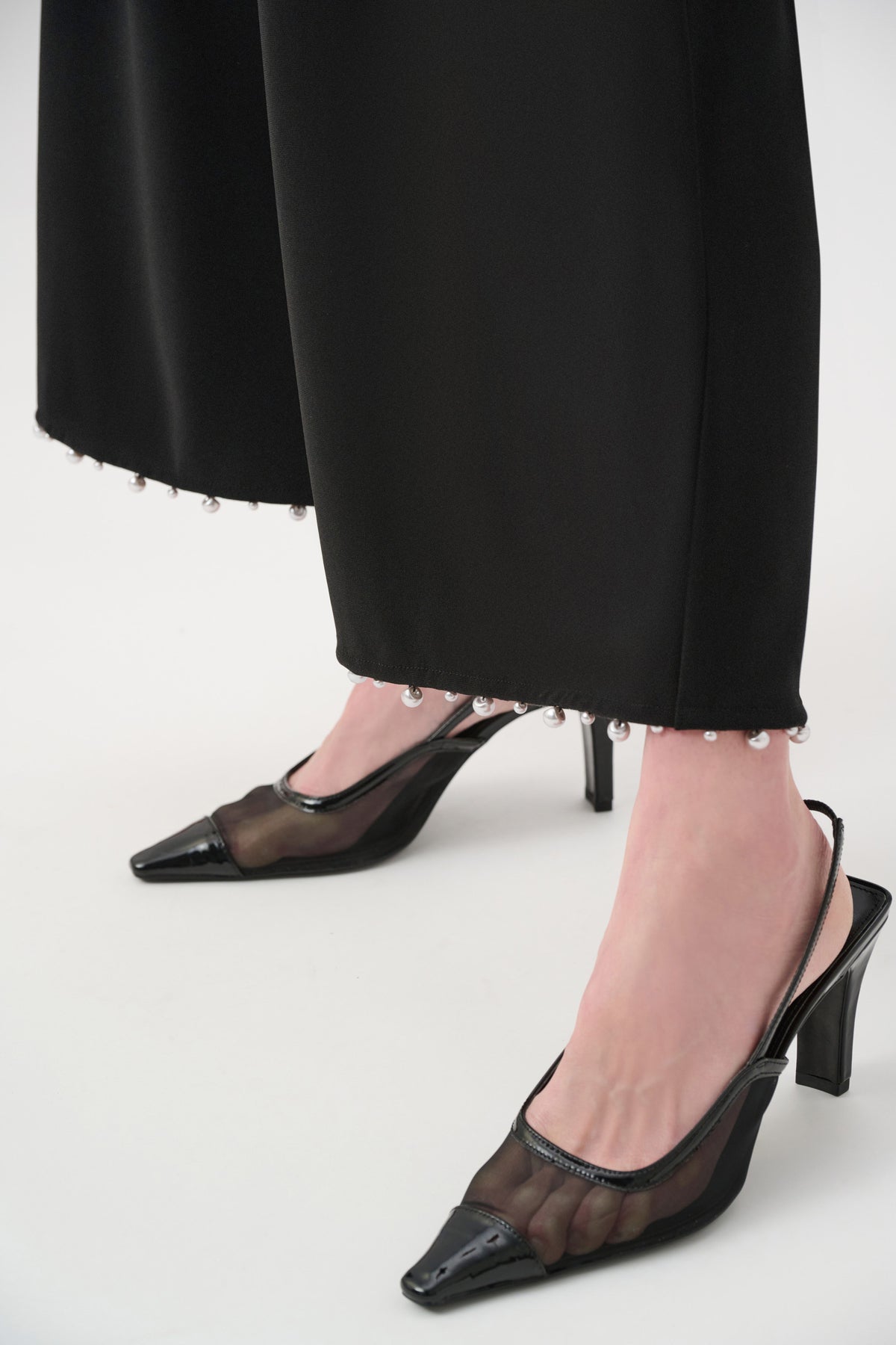 Joseph Ribkoff Black Silky Knit Pearl-Trim Culotte Pants