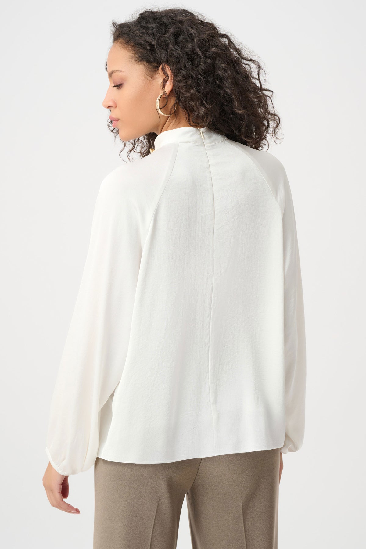Joseph Ribkoff Winter White Recycled Satin Stand-Collar Top