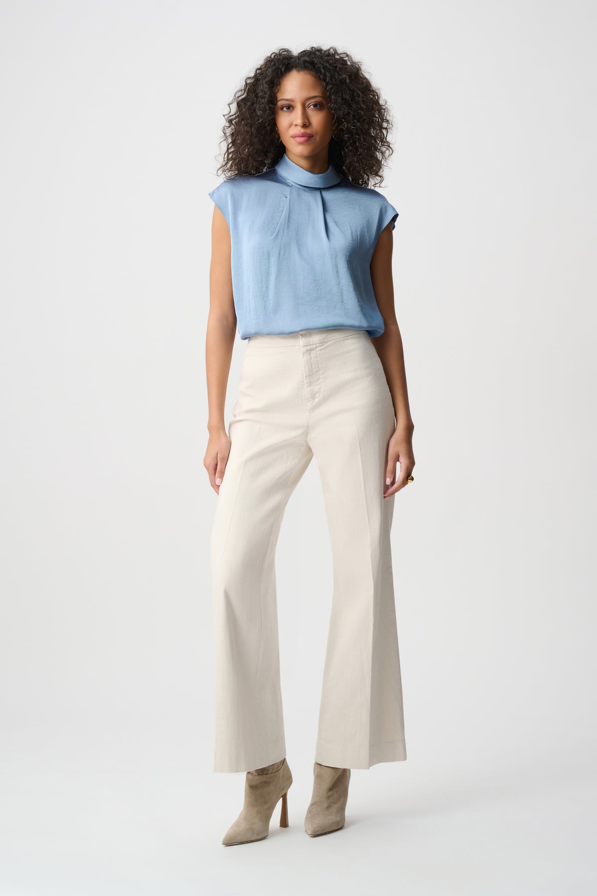 Joseph Ribkoff Chambray Recycled Satin Turtleneck Top