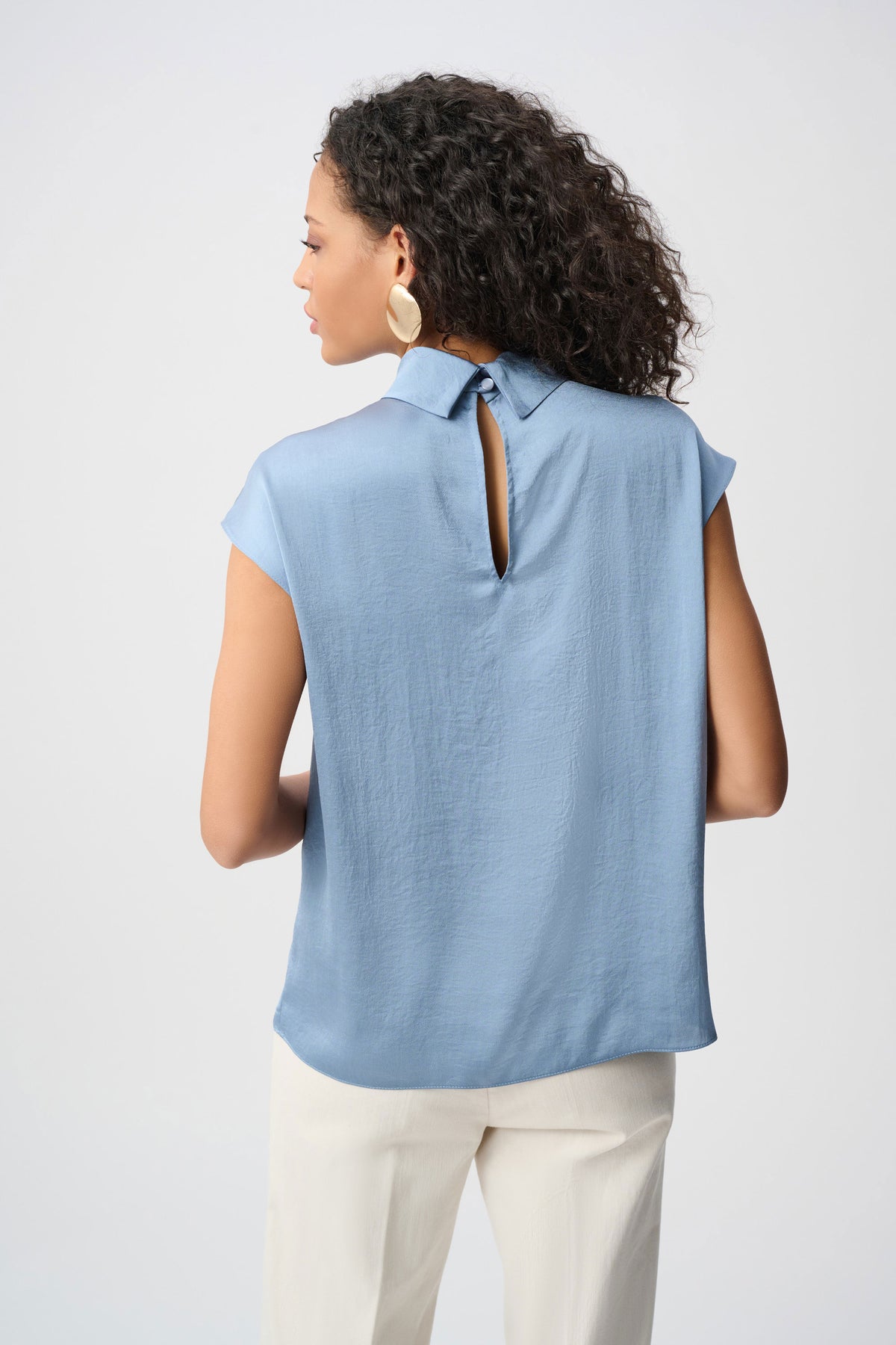Joseph Ribkoff Chambray Recycled Satin Turtleneck Top