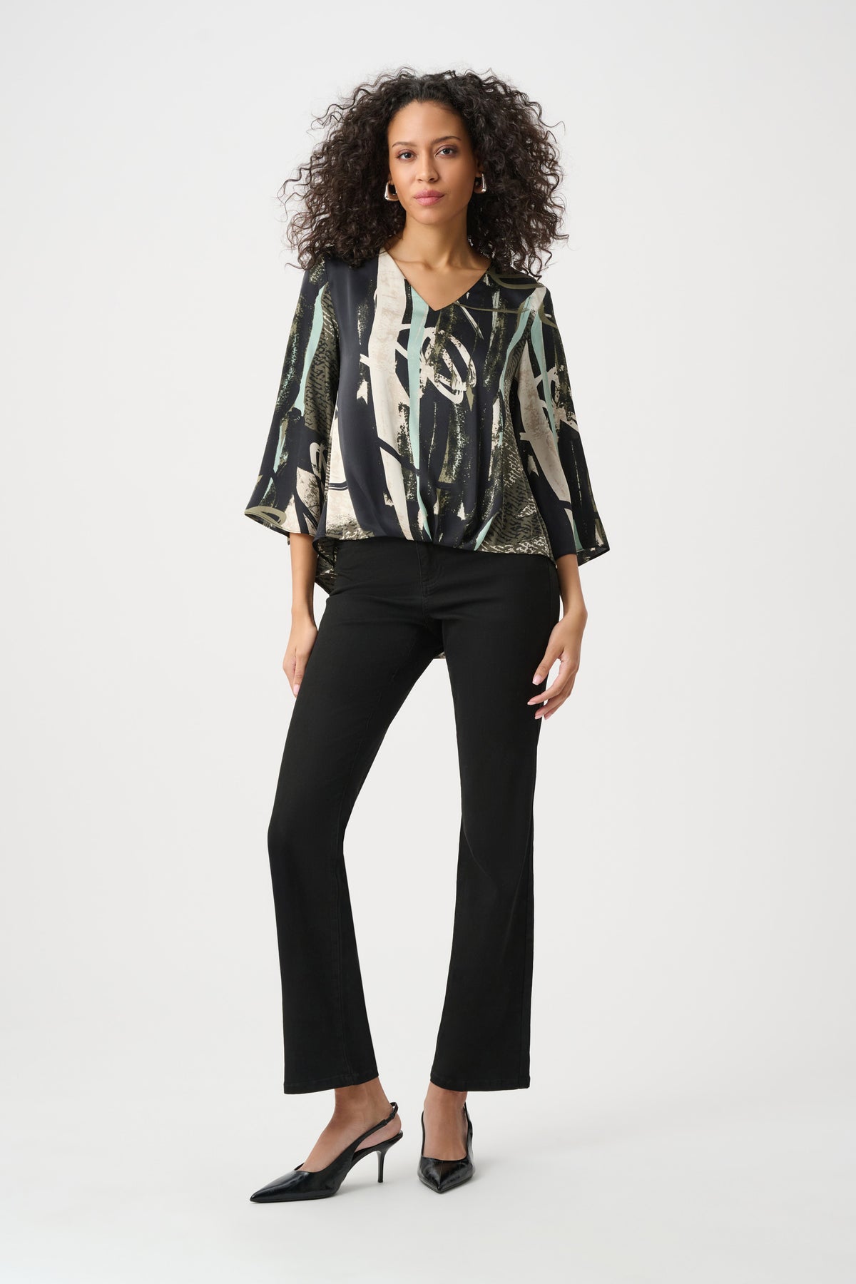 Joseph Ribkoff Recycled Satin Abstract Boxy Top