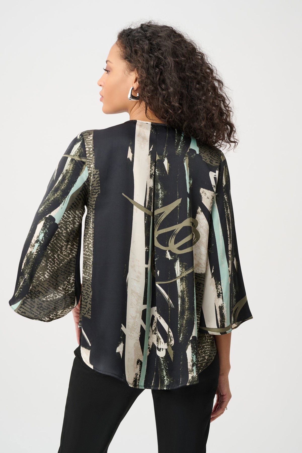 Joseph Ribkoff Recycled Satin Abstract Boxy Top
