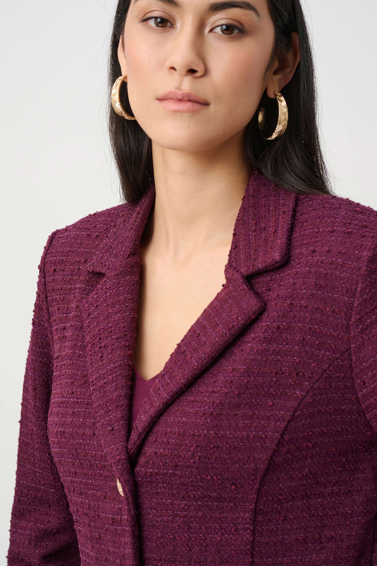 Joseph Ribkoff Elderberry Bouclé Notched Collar Blazer