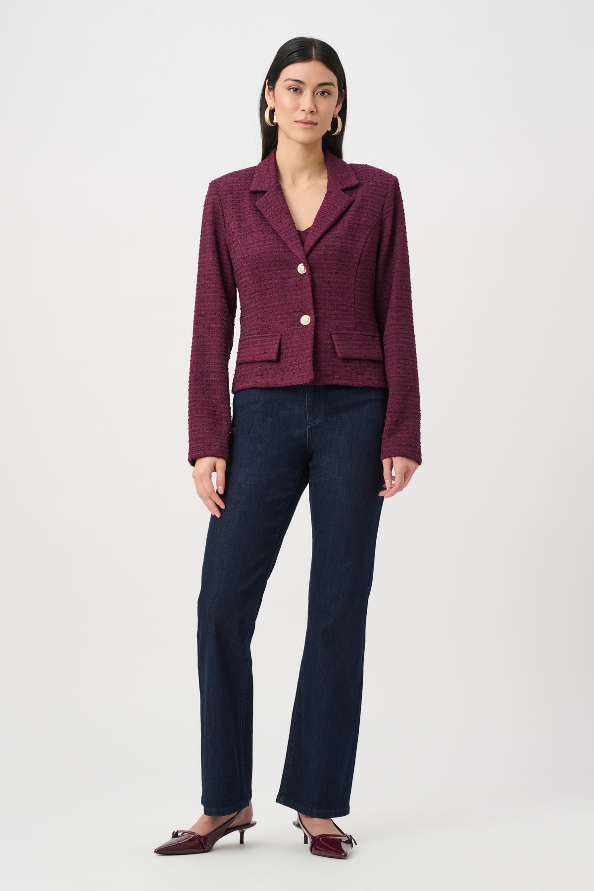 Joseph Ribkoff Elderberry Bouclé Notched Collar Blazer