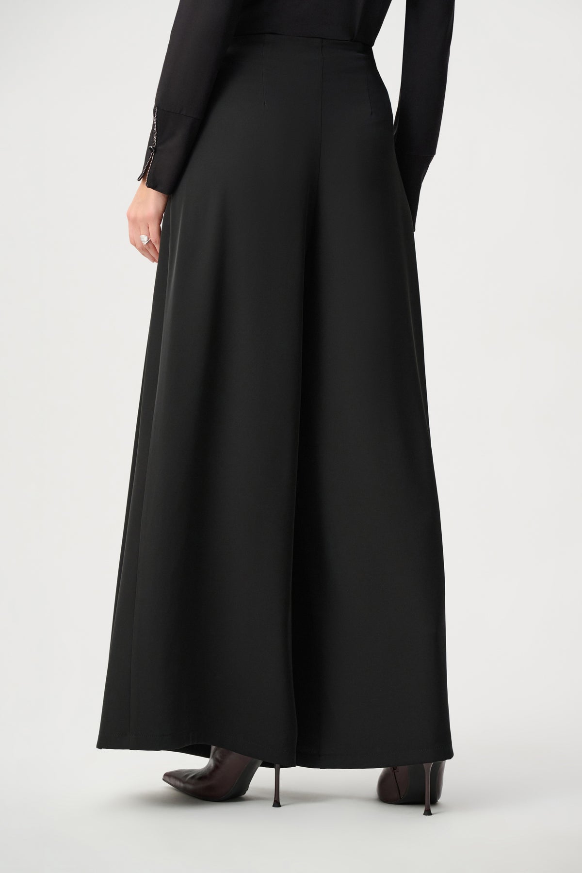Joseph Ribkoff Black Woven Twill Wide-Leg Pants