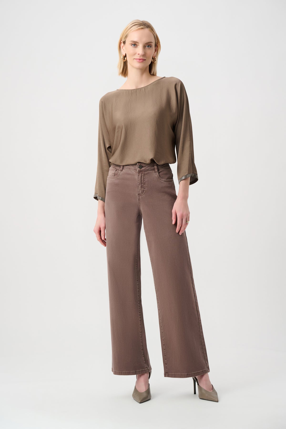 Joseph Ribkoff Mink Recycled Satin Boat-Neck Tunic