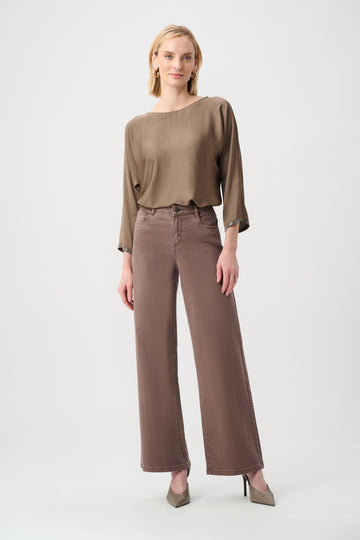 Joseph Ribkoff Mink Recycled Satin Boat-Neck Tunic