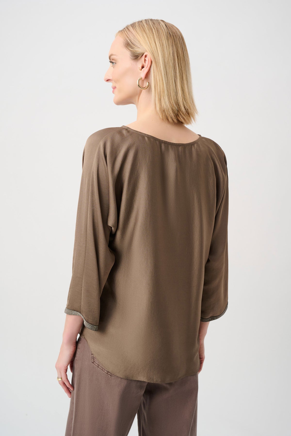 Joseph Ribkoff Mink Recycled Satin Boat-Neck Tunic