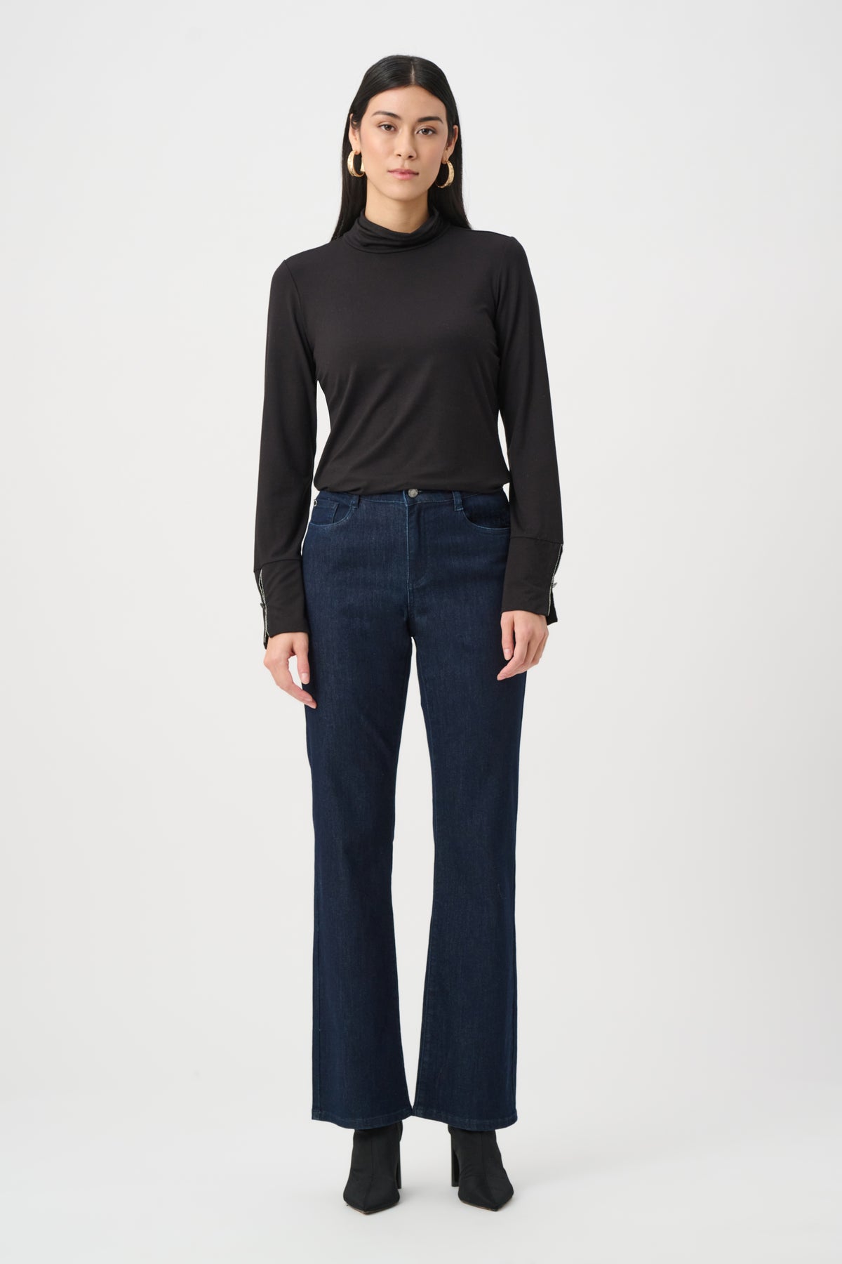 Joseph Ribkoff Black Jersey Fitted Mock-Neck Top