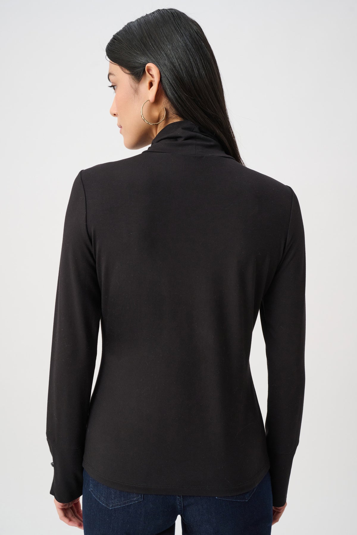 Joseph Ribkoff Black Jersey Fitted Mock-Neck Top
