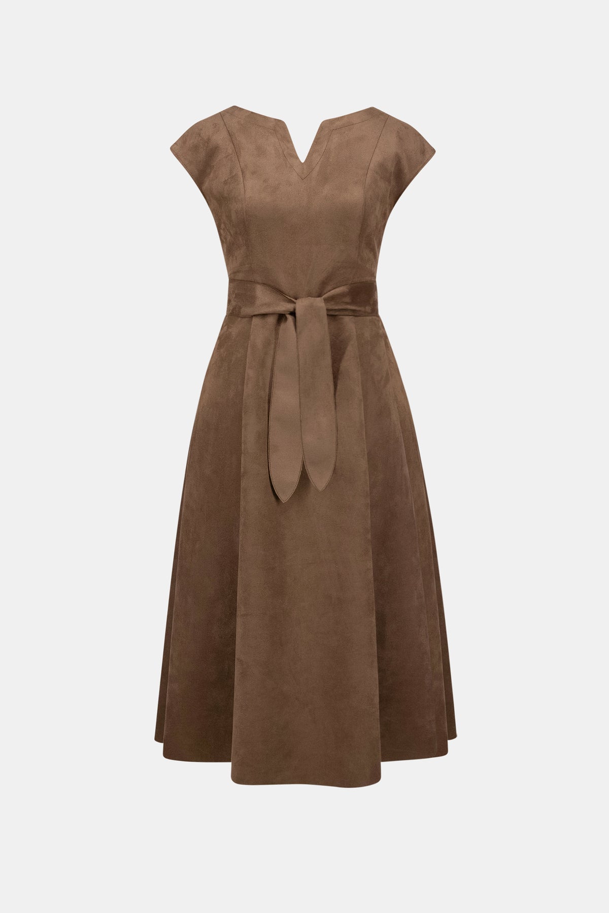 Joseph Ribkoff Mink Scuba Suede Fit-and-Flare Dress