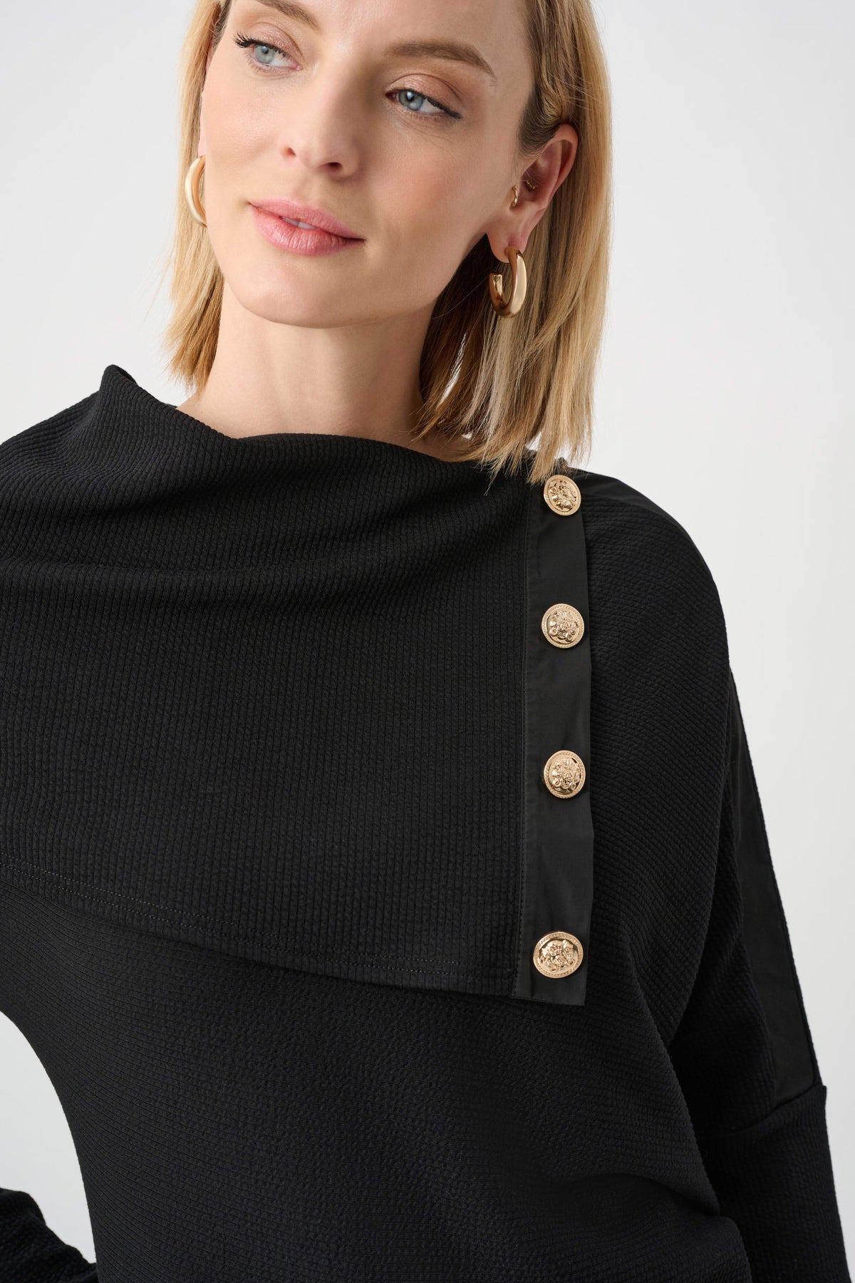 Joseph Ribkoff Black Jacquard Sweater Boxy Top