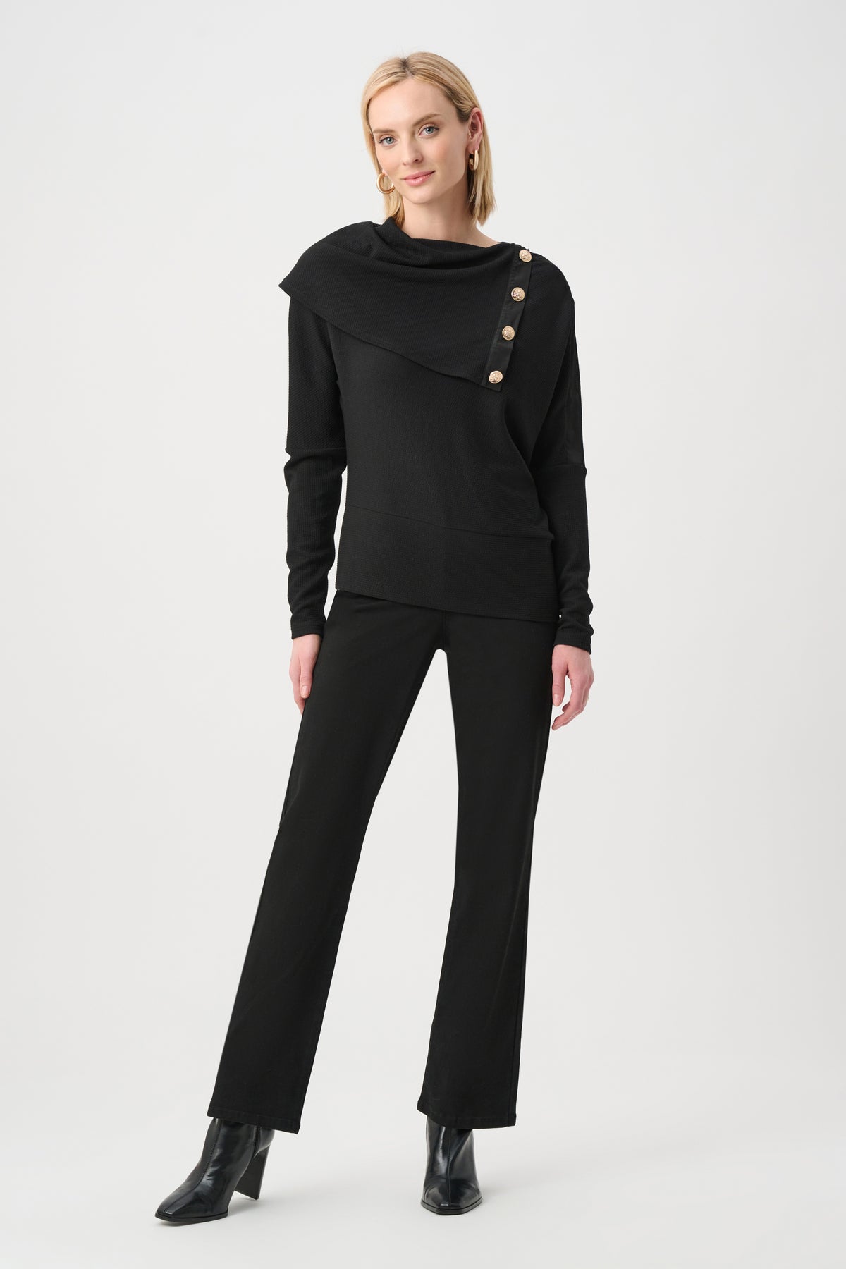 Joseph Ribkoff Black Jacquard Sweater Boxy Top