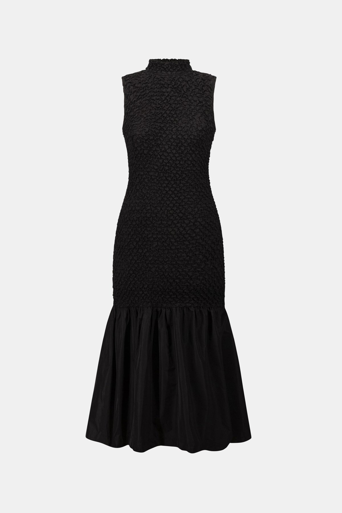 Joseph Ribkoff Black Textured Jacquard Flounce Dress With Memory