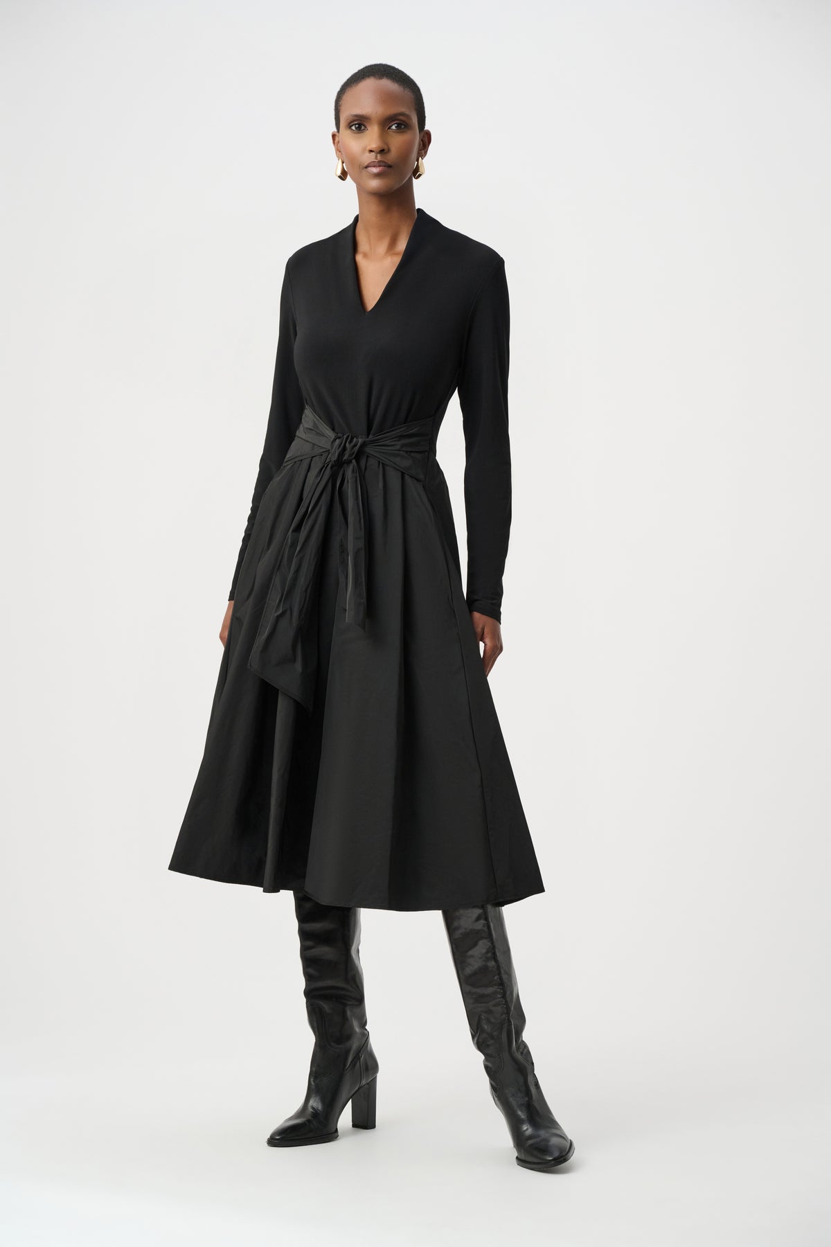 Joseph Ribkoff Black Silky Knit and Memory Fit and Flare Dress