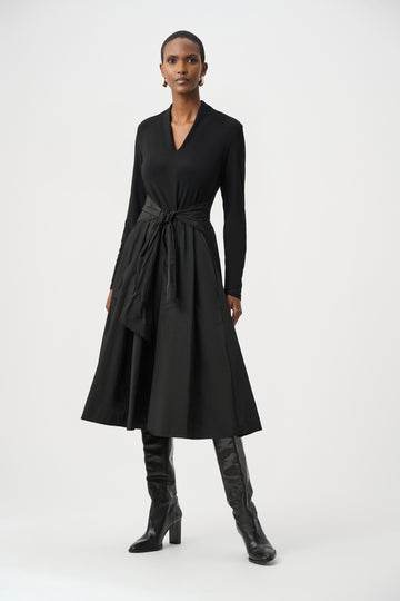 Joseph Ribkoff Black Silky Knit and Memory Fit and Flare Dress