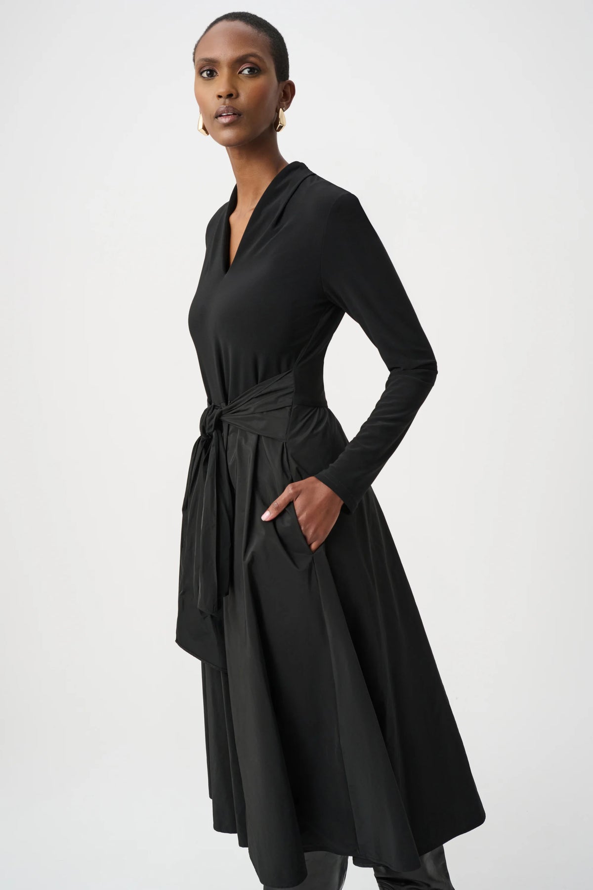 Joseph Ribkoff Black Silky Knit and Memory Fit and Flare Dress