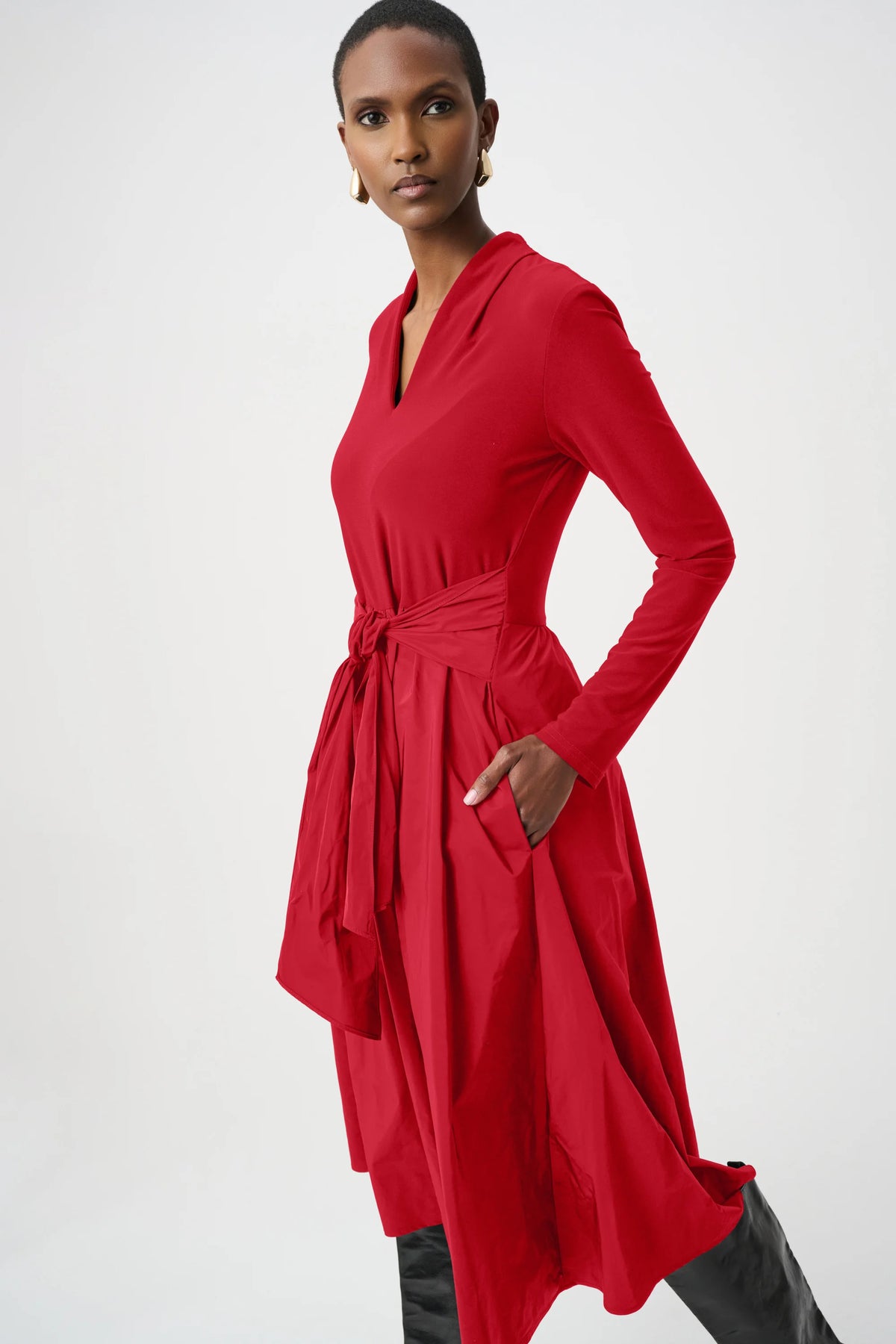 Joseph Ribkoff Deep Cherry Silky Knit and Memory Fit and Flare Dress