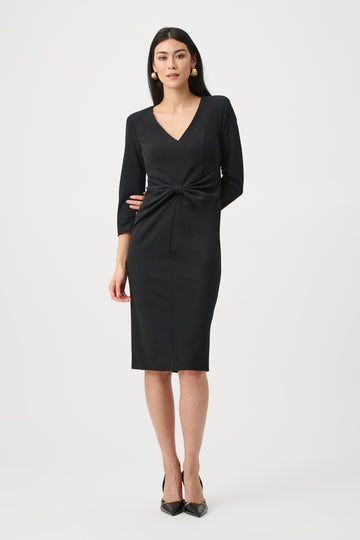 Joseph Ribkoff Black Scuba Crepe Knotted-Waist Sheath Dress