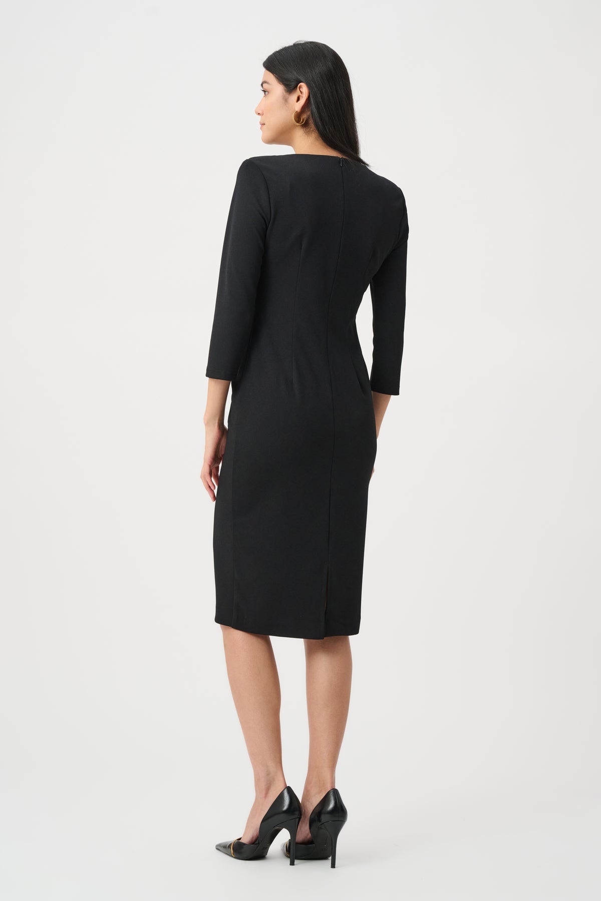 Joseph Ribkoff Black Scuba Crepe Knotted-Waist Sheath Dress