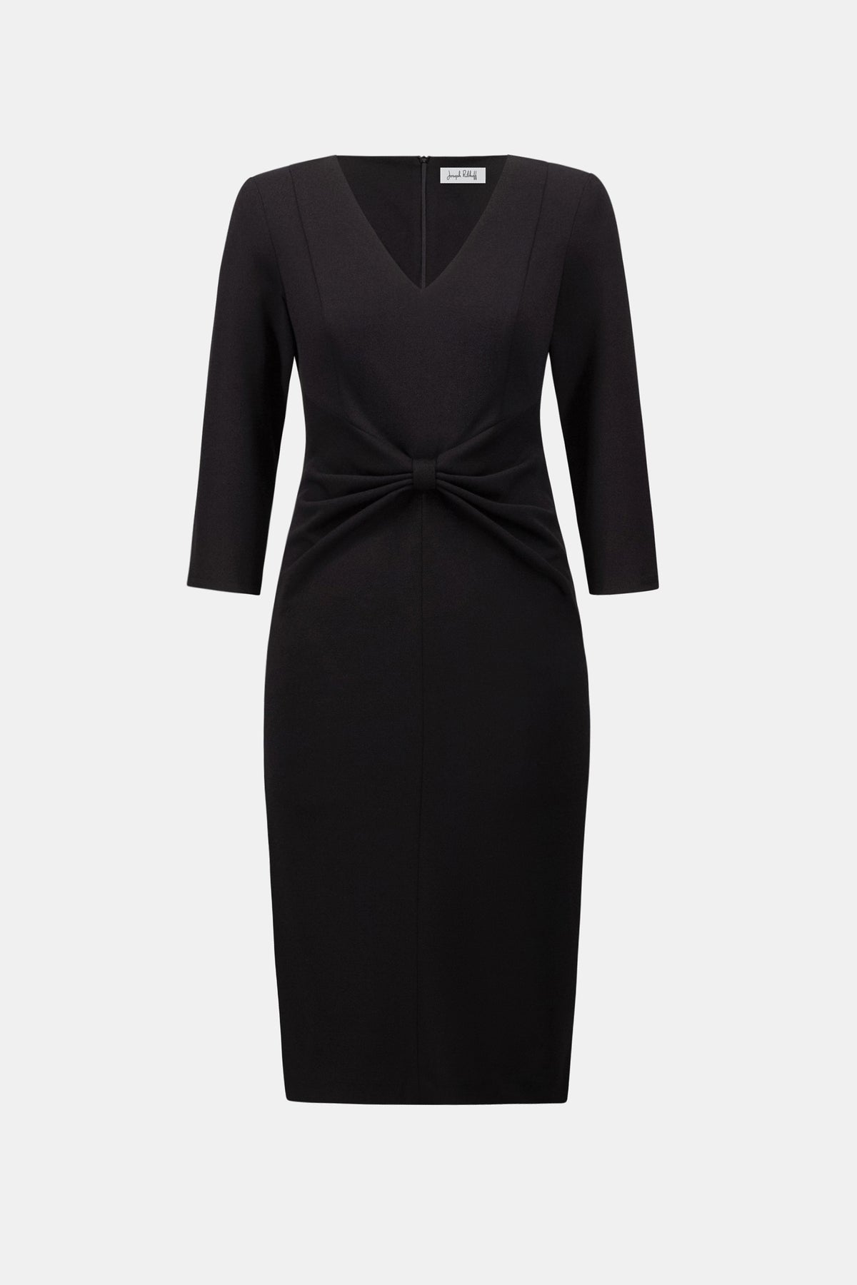 Joseph Ribkoff Black Scuba Crepe Knotted-Waist Sheath Dress