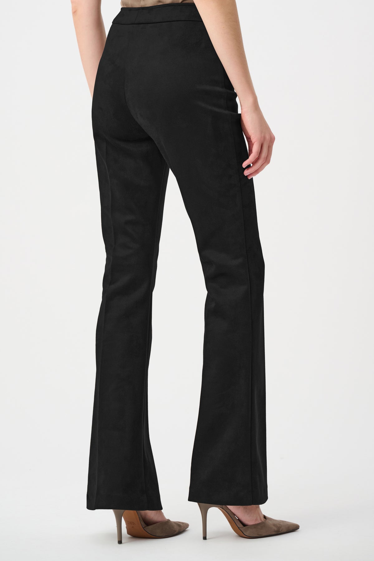 Joseph Ribkoff Black Scuba Suede Flared Pull-On Pants