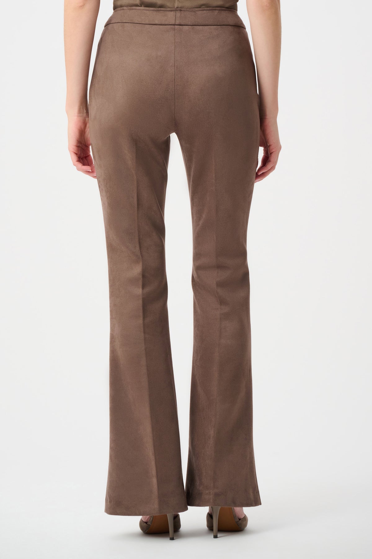 Joseph Ribkoff Mink Scuba Suede Flared Pull-On Pants