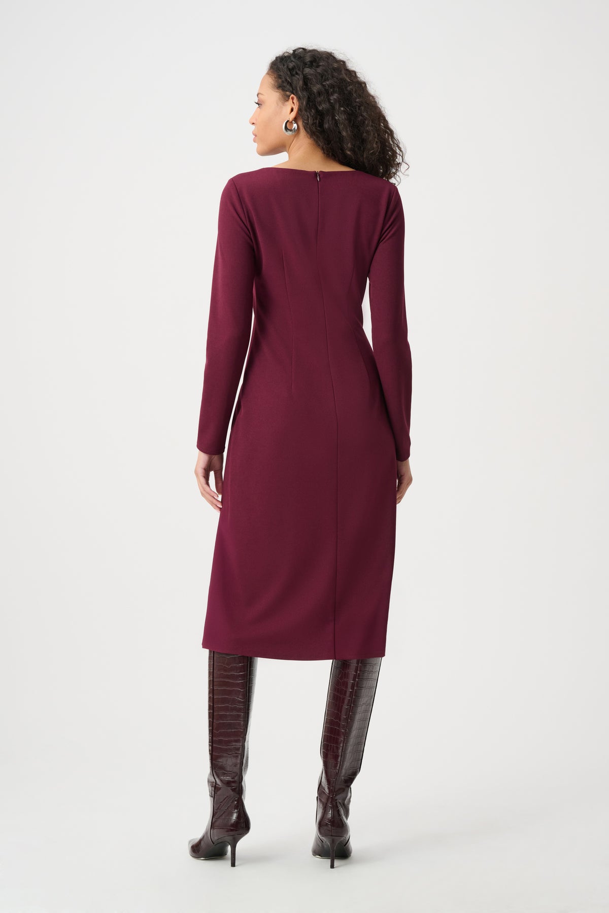 Joseph Ribkoff Elderberry Scuba Crepe Draped Front Sheath Dress