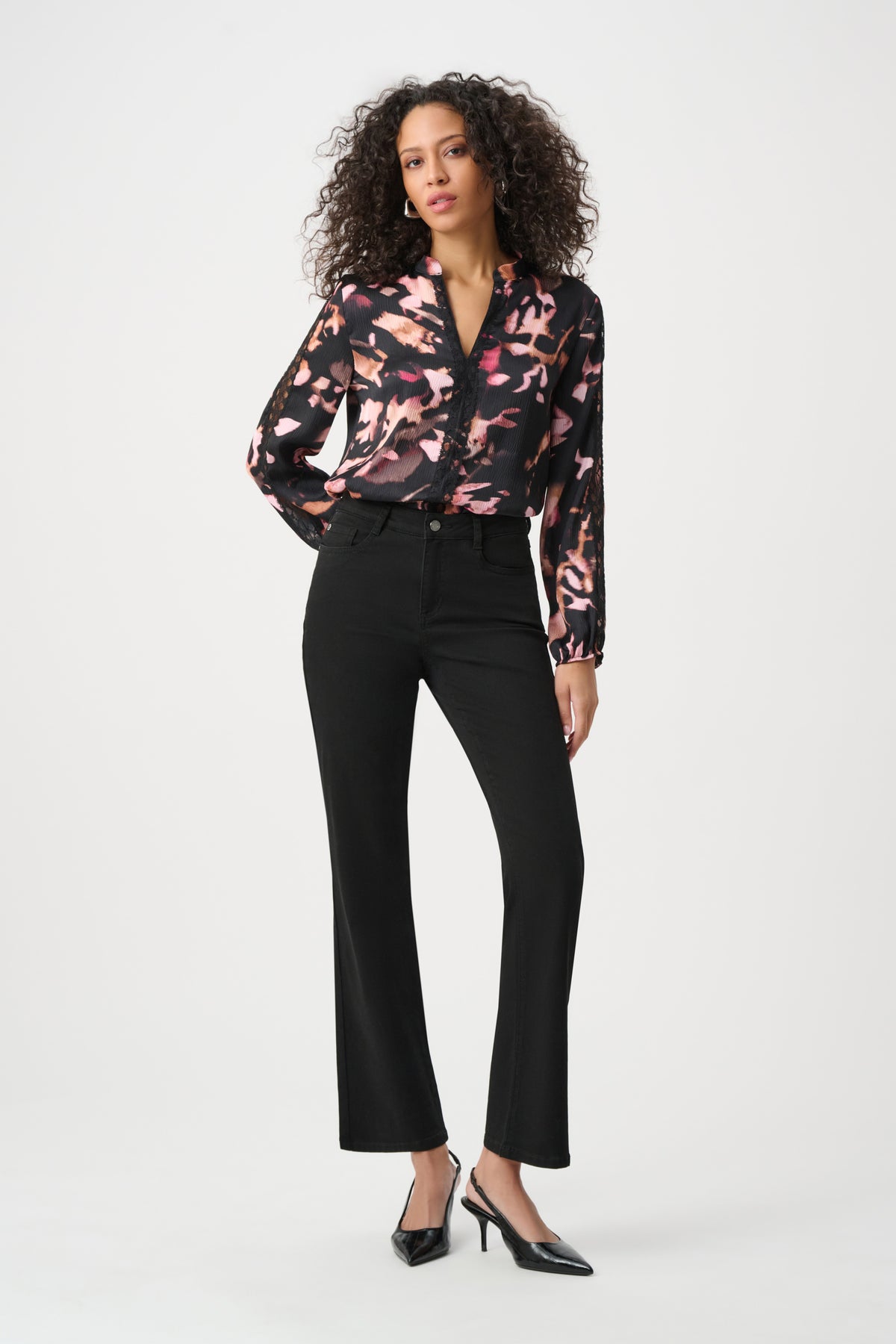 Joseph Ribkoff Textured Satin Abstract Print Top