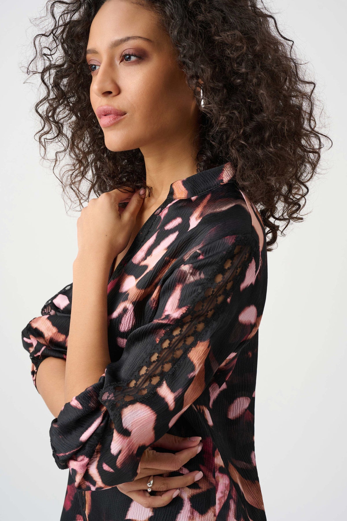 Joseph Ribkoff Textured Satin Abstract Print Top
