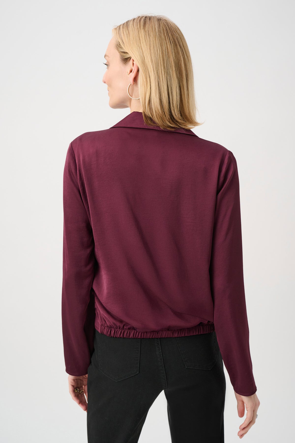 Joseph Ribkoff Elderberry Recycled Satin V-Neck Cocoon Top