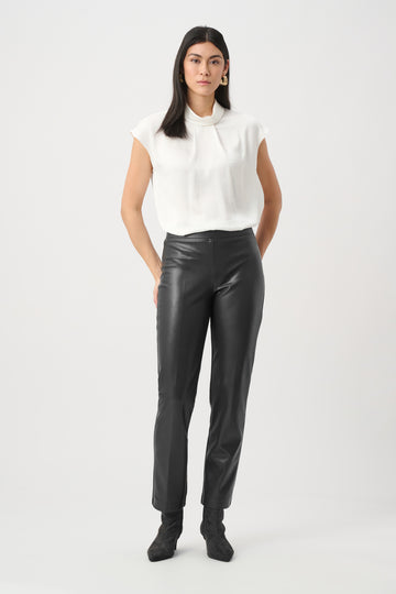 Joseph Ribkoff Black Bonded Leatherette Straight Pull-On Pants