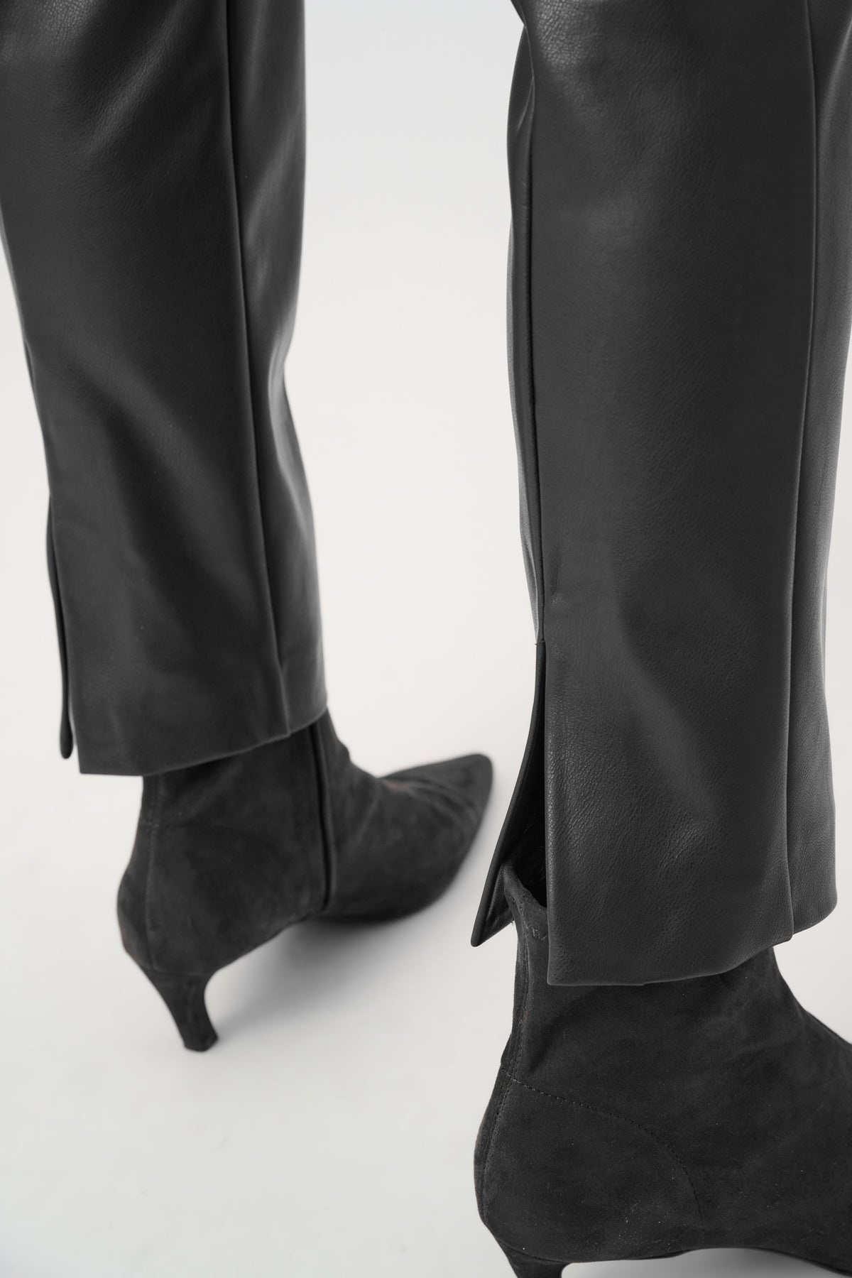 Joseph Ribkoff Black Bonded Leatherette Straight Pull-On Pants