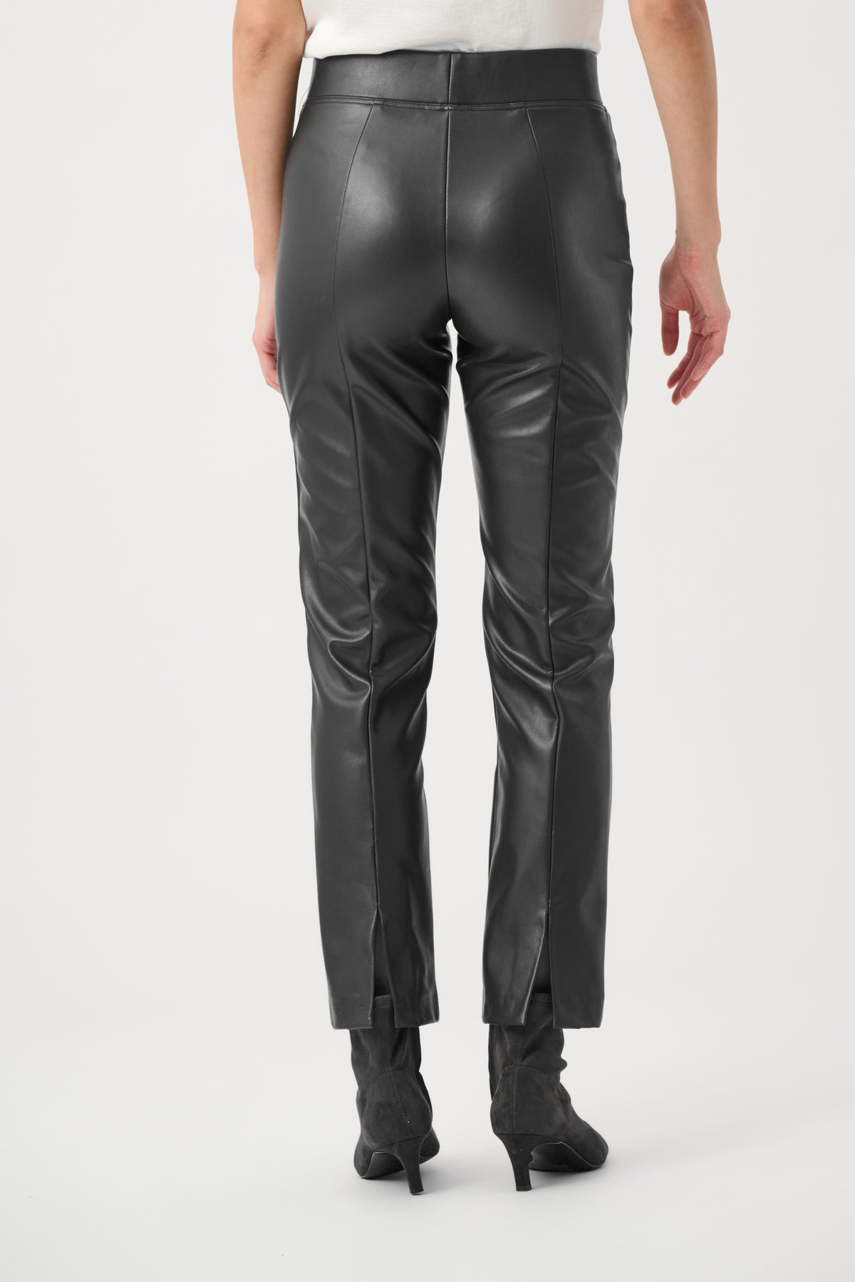 Joseph Ribkoff Black Bonded Leatherette Straight Pull-On Pants