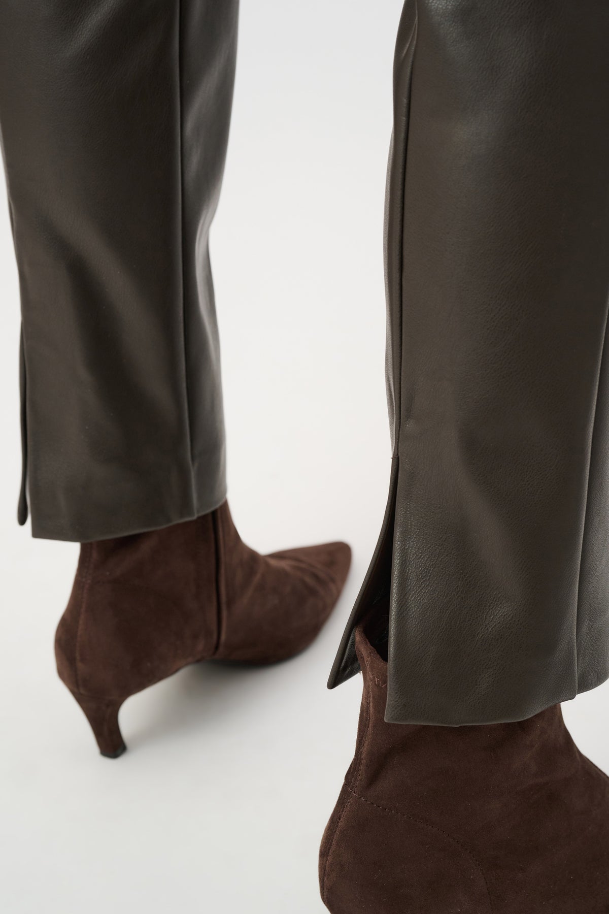 Joseph Ribkoff Mocha Bonded Leatherette Straight Pull-On Pants