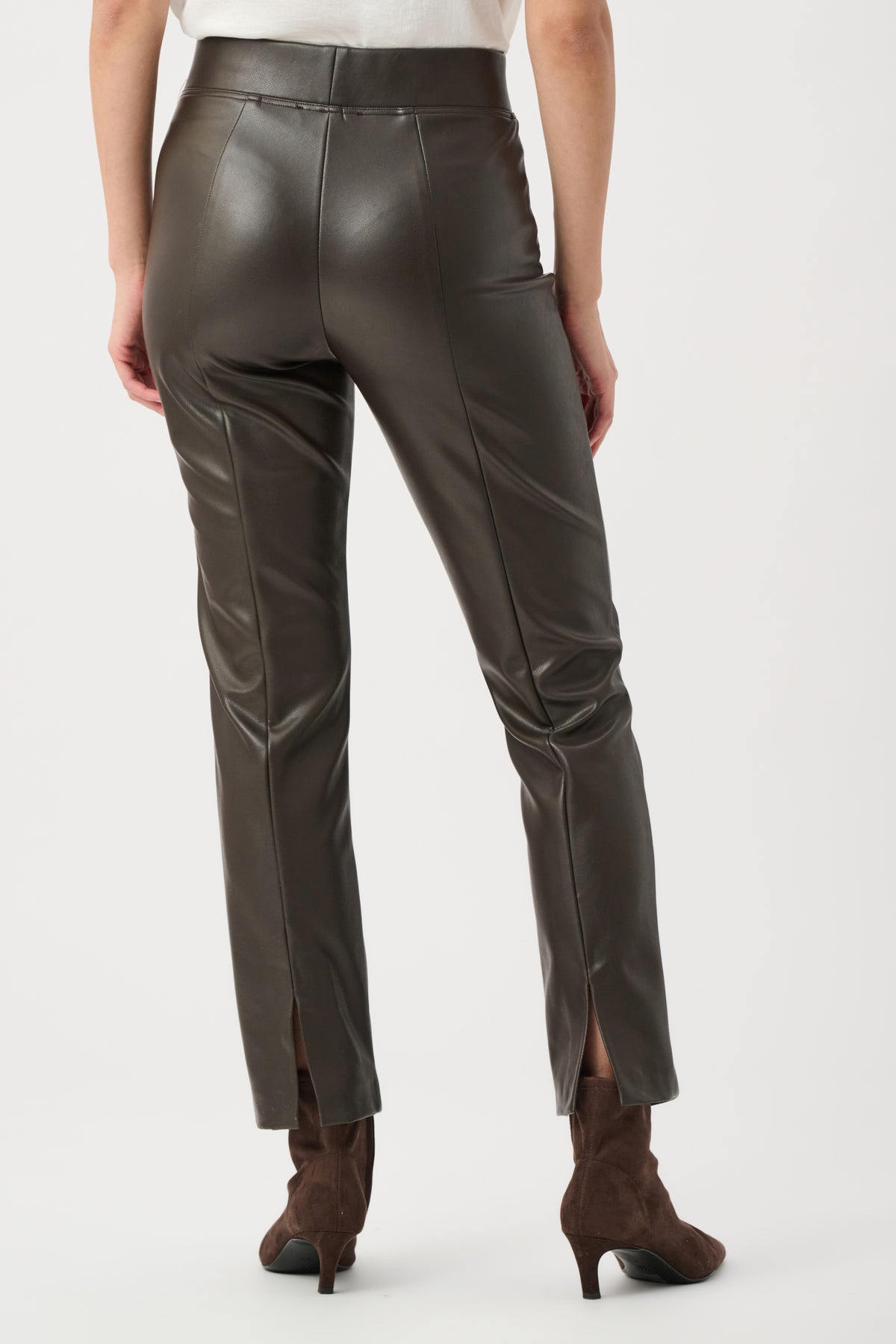 Joseph Ribkoff Mocha Bonded Leatherette Straight Pull-On Pants