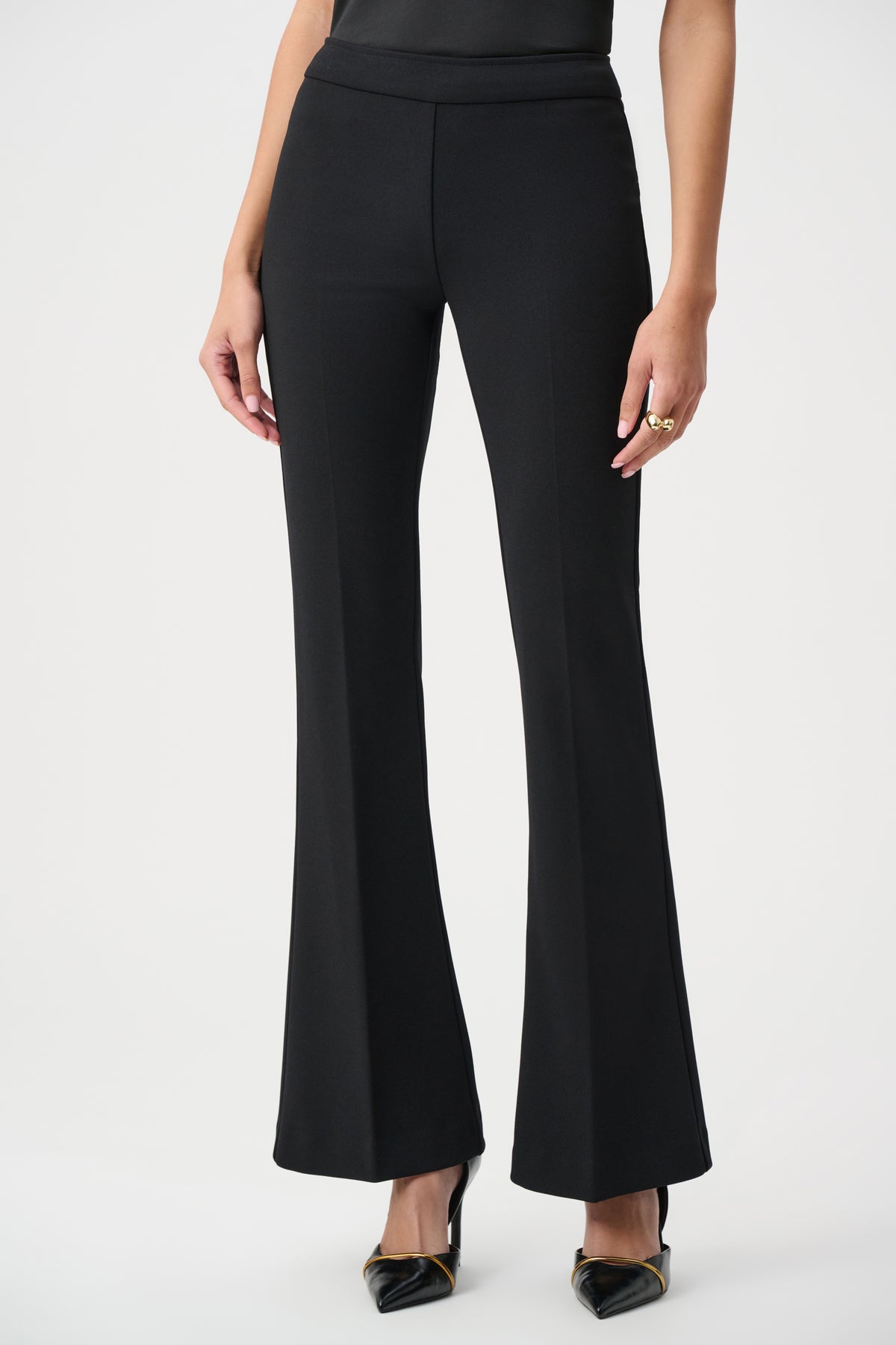 Joseph Ribkoff Black Scuba Crepe Flared Pull-On Pants