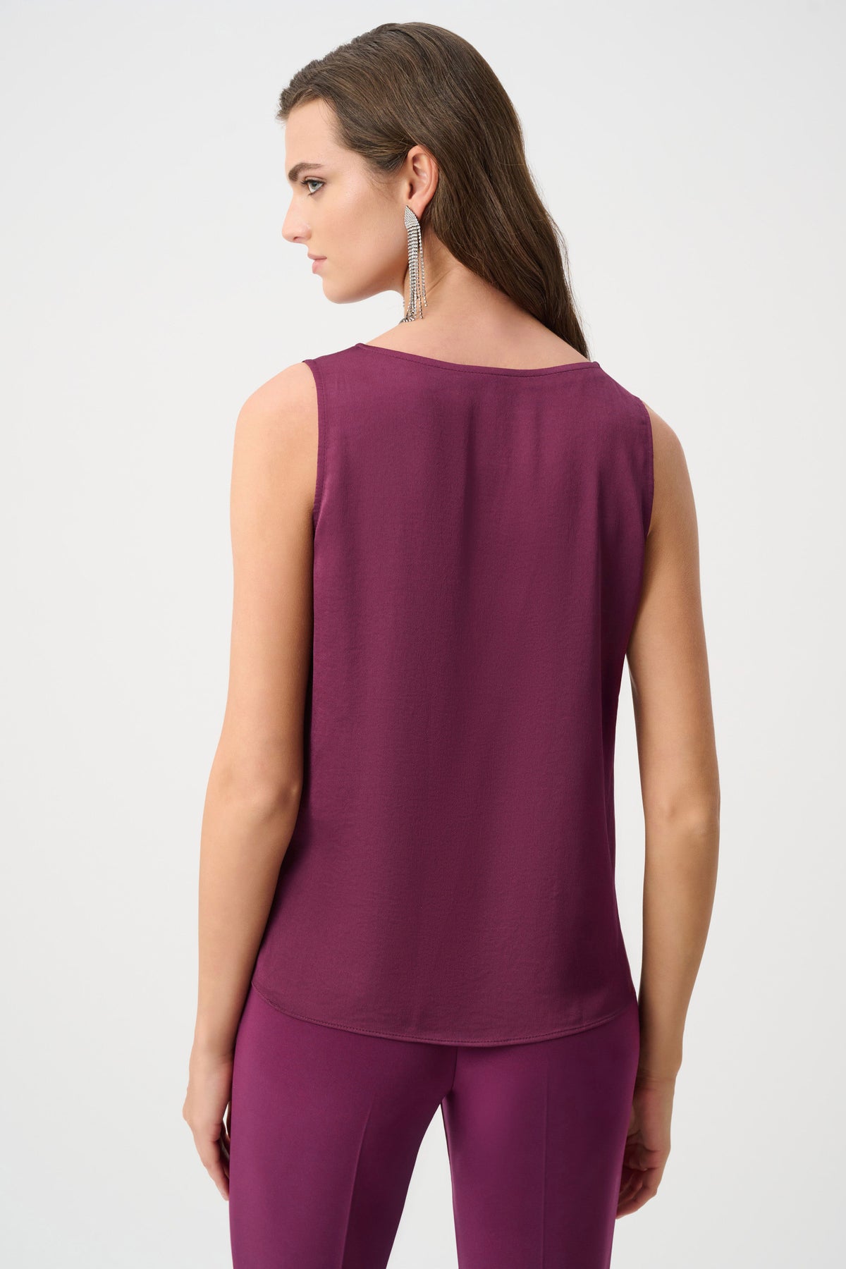 Joseph Ribkoff Berry Burst Recycled Satin Sleeveless V-Neck Top