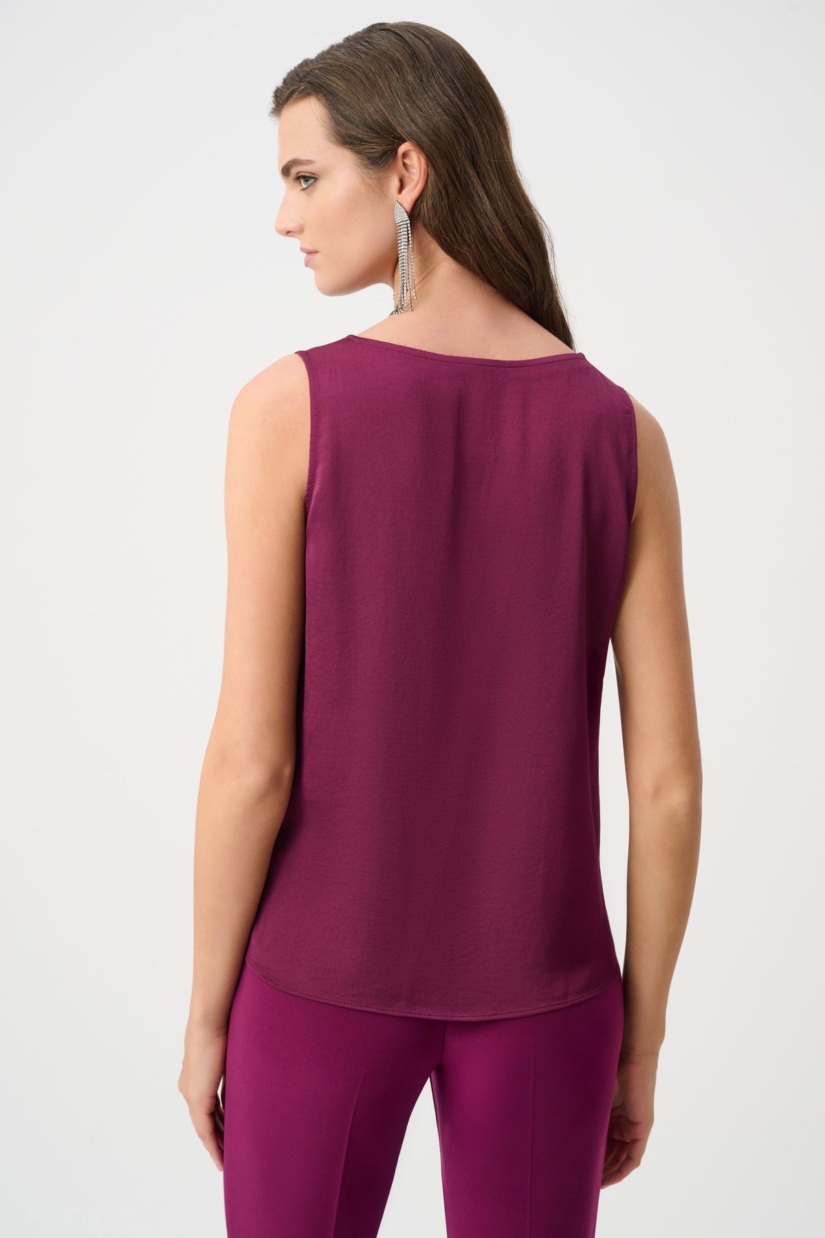 Joseph Ribkoff Berry Burst Recycled Satin Sleeveless V-Neck Top