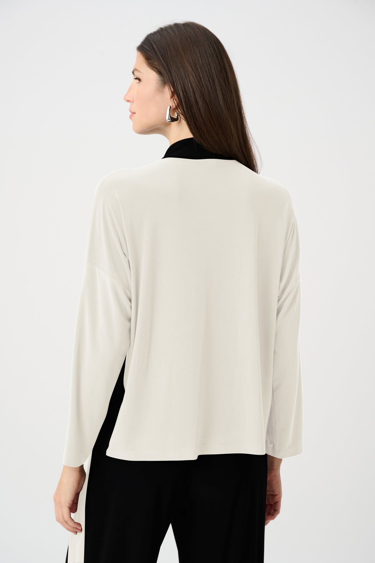 Joseph Ribkoff Cream Silky Knit Color Block Straight Top