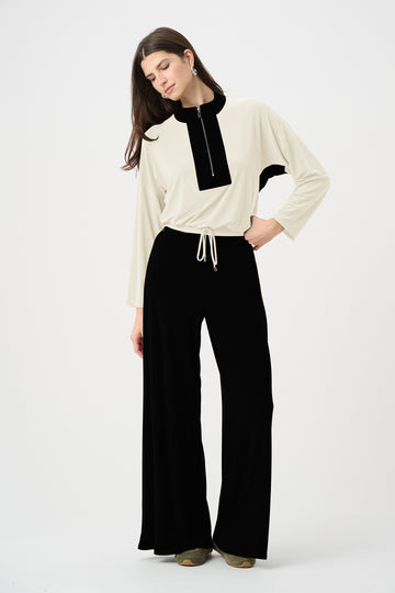 Joseph Ribkoff Silky Knit Color Block Wide Leg Pull-On Pants