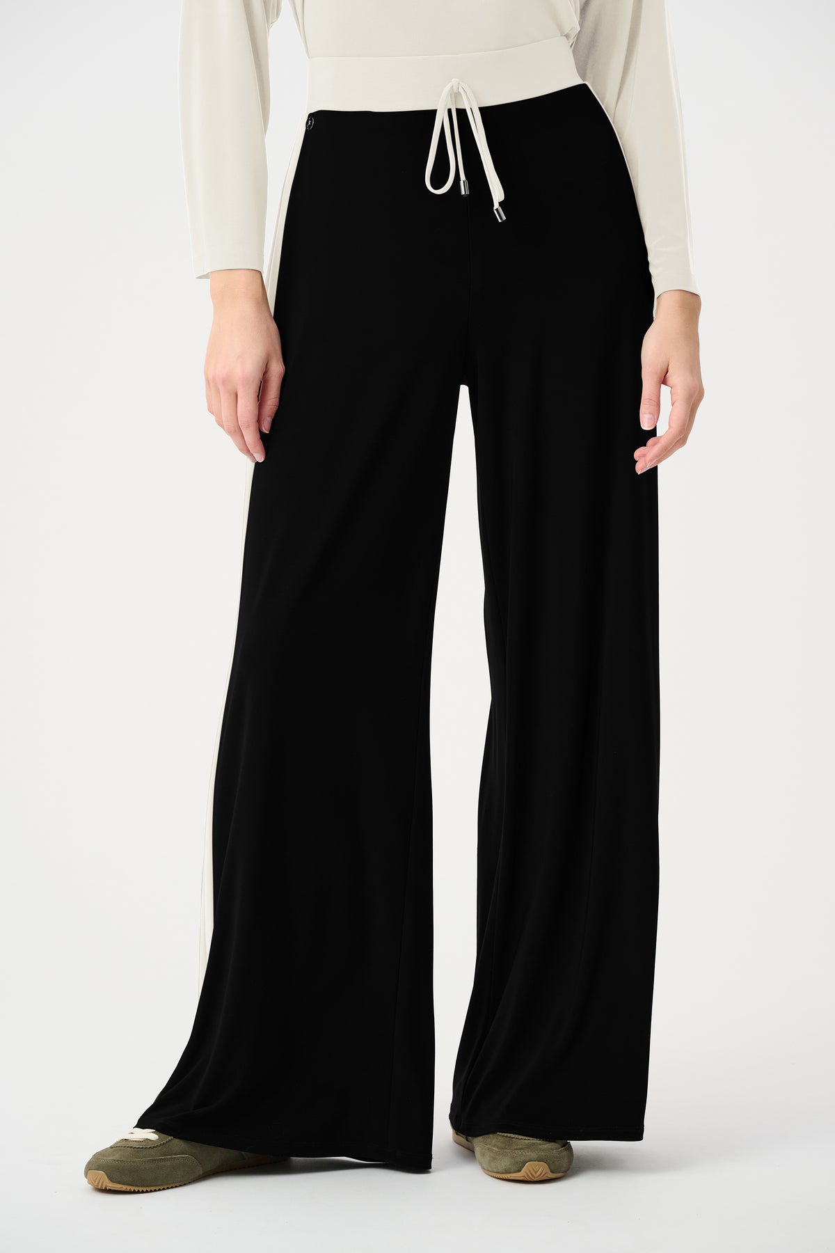 Joseph Ribkoff Silky Knit Color Block Wide Leg Pull-On Pants