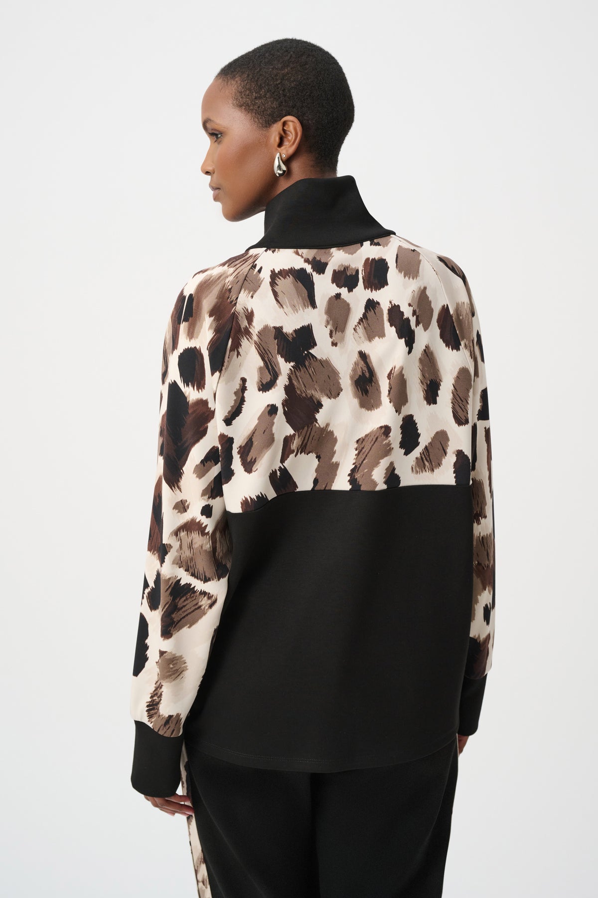 Joseph Ribkoff Black/Multi Silky Knit And Scuba Jersey Animal Print Boxy Top