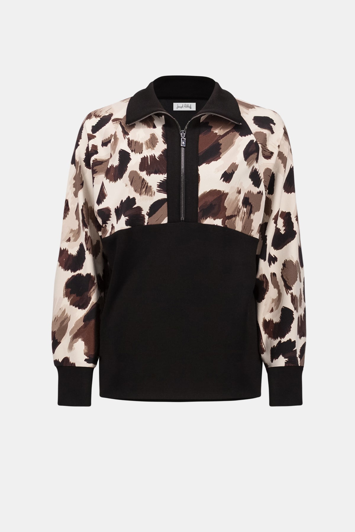 Joseph Ribkoff Black/Multi Silky Knit And Scuba Jersey Animal Print Boxy Top