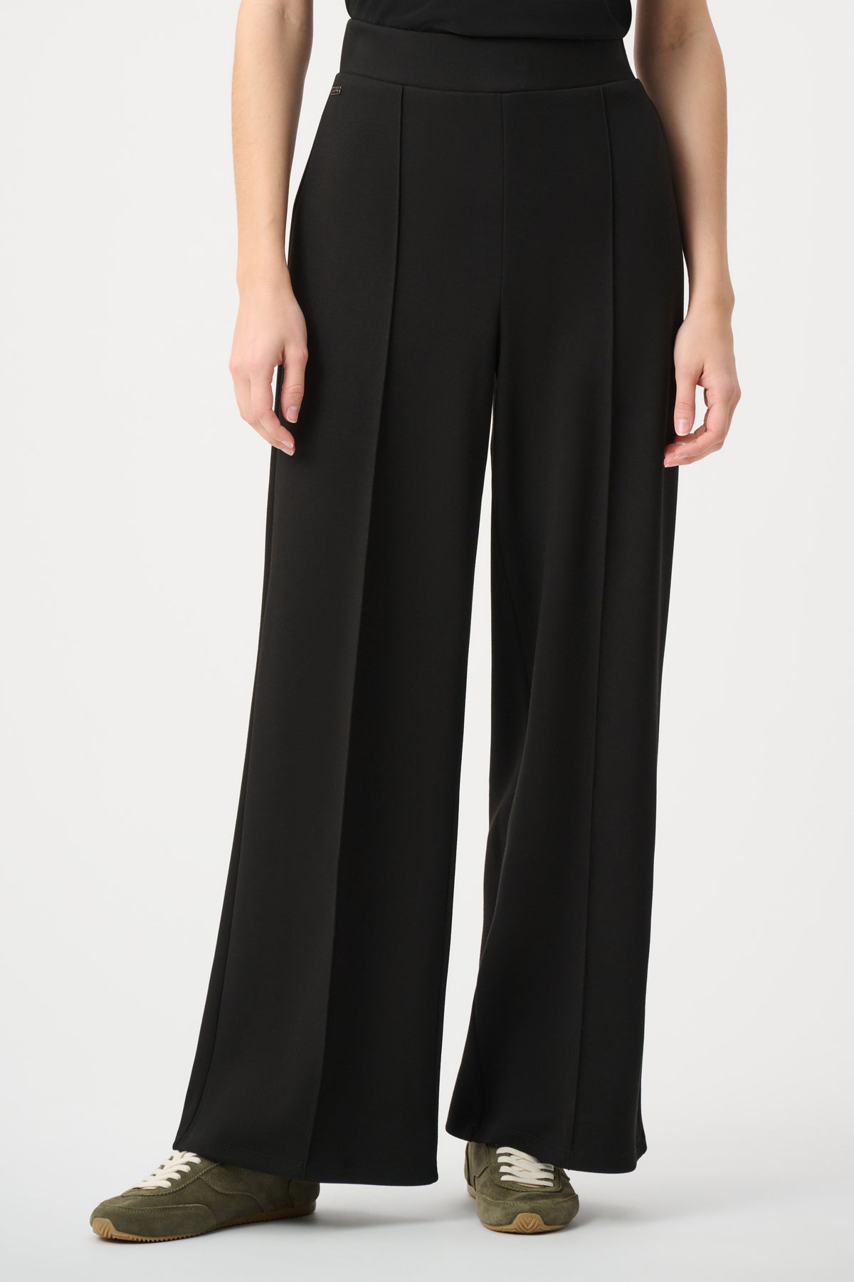 Joseph Ribkoff Black Scuba Jersey Wide Leg Pull-On Pants